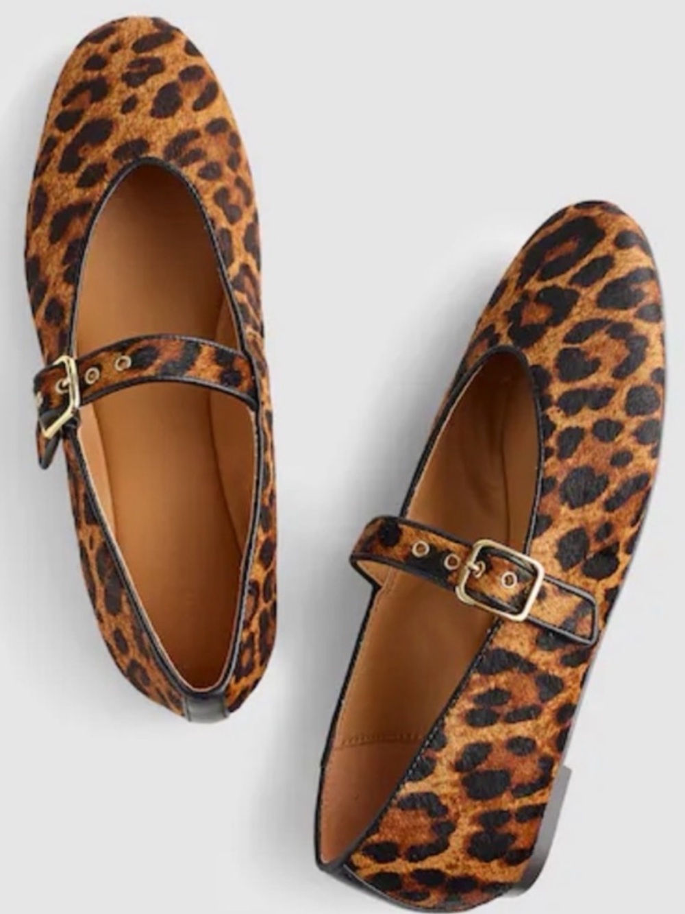 Madewell Leopard-Print Mary Jane Flats in Brown and Black